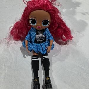 Fashion Doll with Pink Hair and Blue Outfit